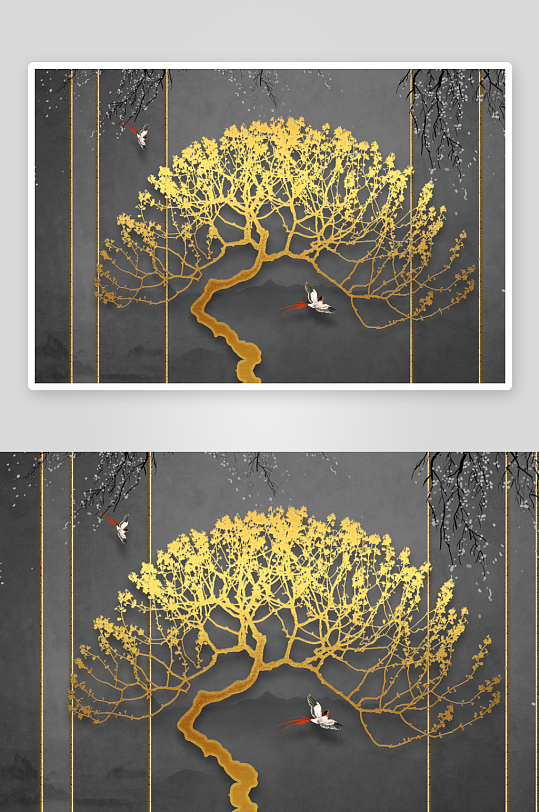 中式轻奢风景画装饰画-众图网