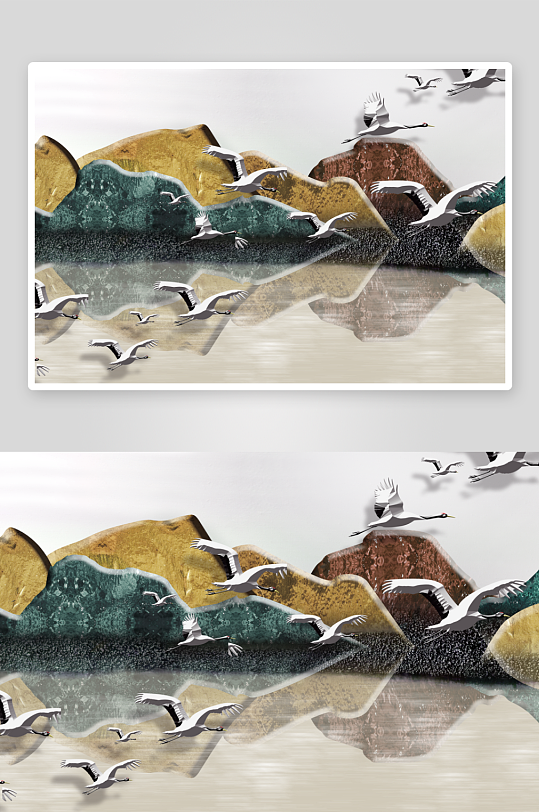 中式轻奢风景画装饰画-众图网