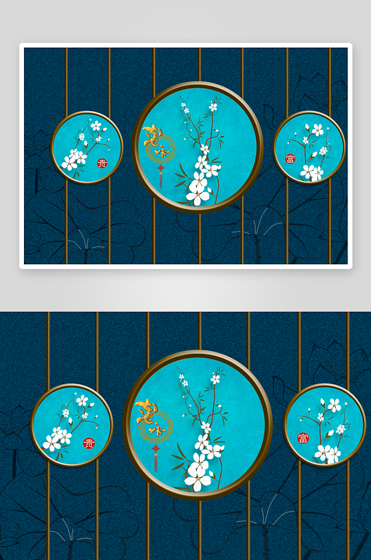 中式轻奢风景画装饰画挂画-众图网