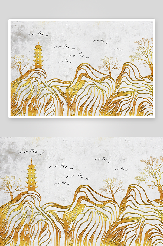 中式轻奢风景画装饰画-众图网