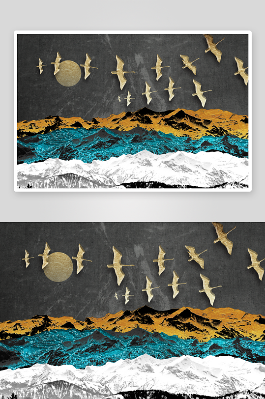 中式轻奢风景画装饰画-众图网