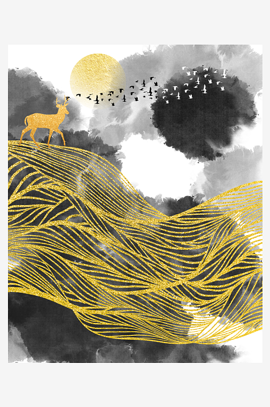 中式意境风景画装饰画挂画-众图网