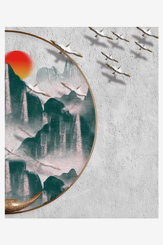 中式意境风景画装饰画-众图网