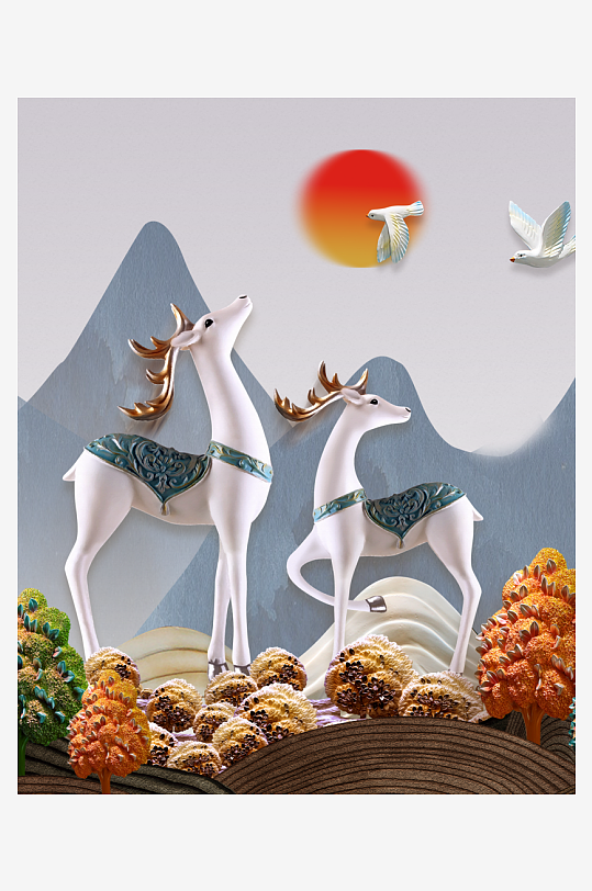 中式意境风景画装饰画-众图网