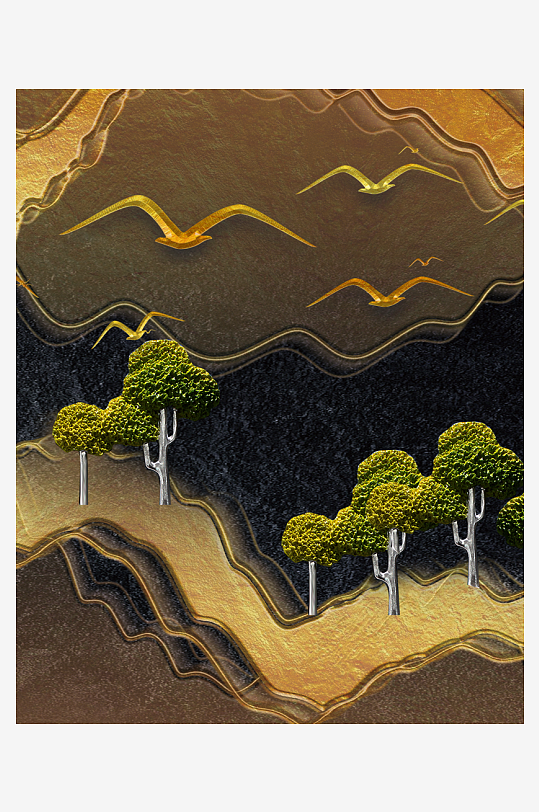 中式意境风景画装饰画-众图网