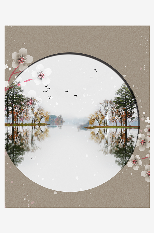 中式风景画装饰画挂画-众图网