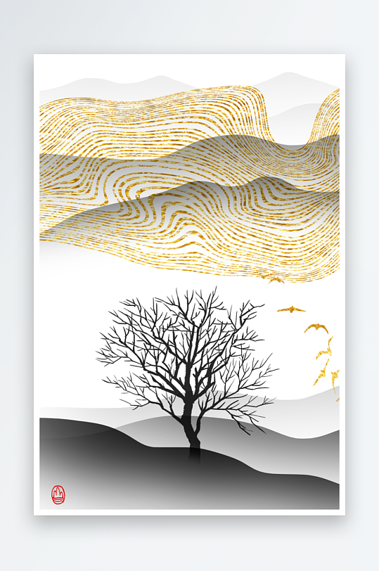 中式风景画装饰画挂画-众图网