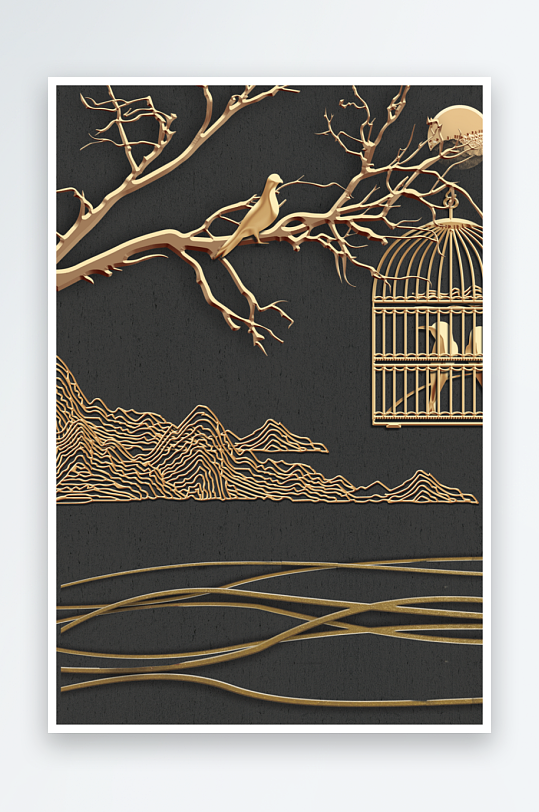 中式风景画装饰画挂画-众图网