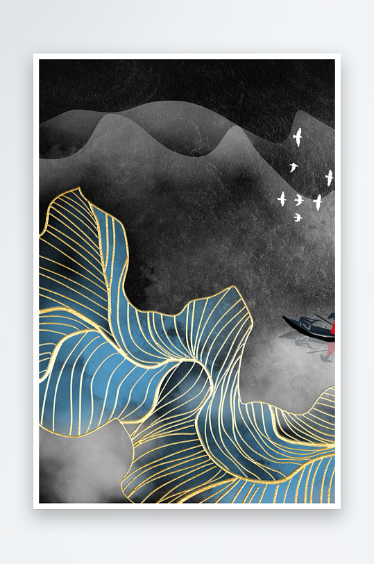 中式风景画艺术装饰画-众图网