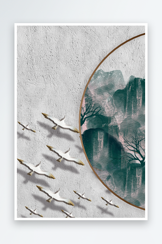 中式意境风景画装饰画-众图网