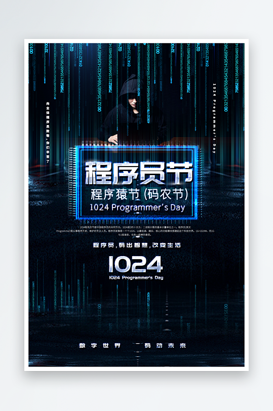 程序员1024码农日计算机编程代码海报