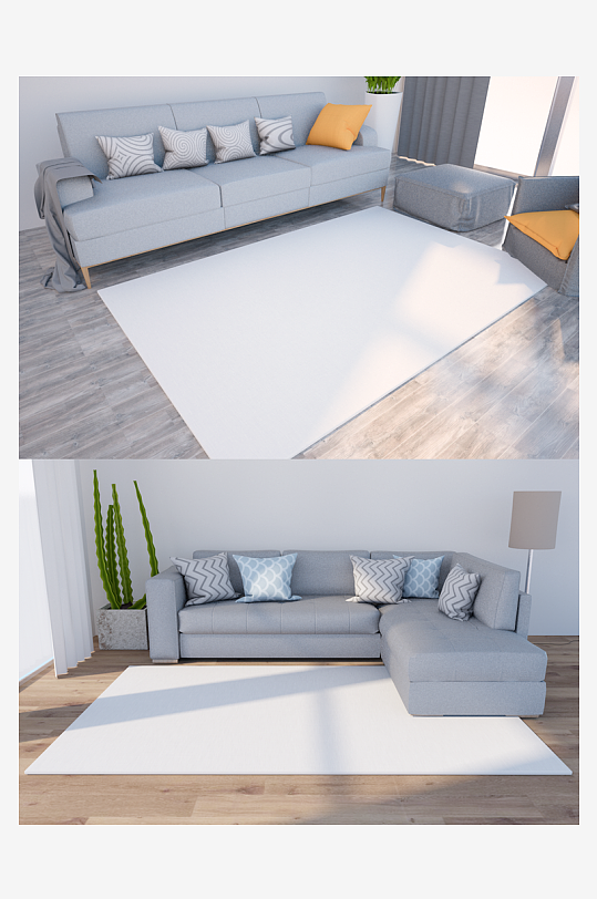 卧室客厅地毯样机-众图网