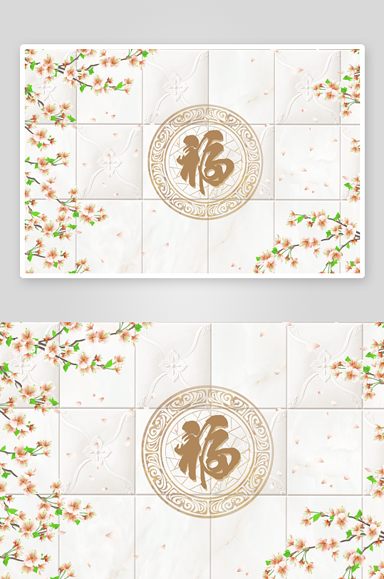 唯美花卉艺术立体背景墙-众图网