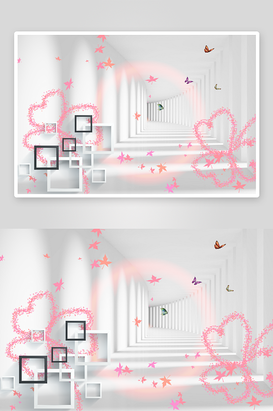 唯美花卉艺术立体背景墙-众图网