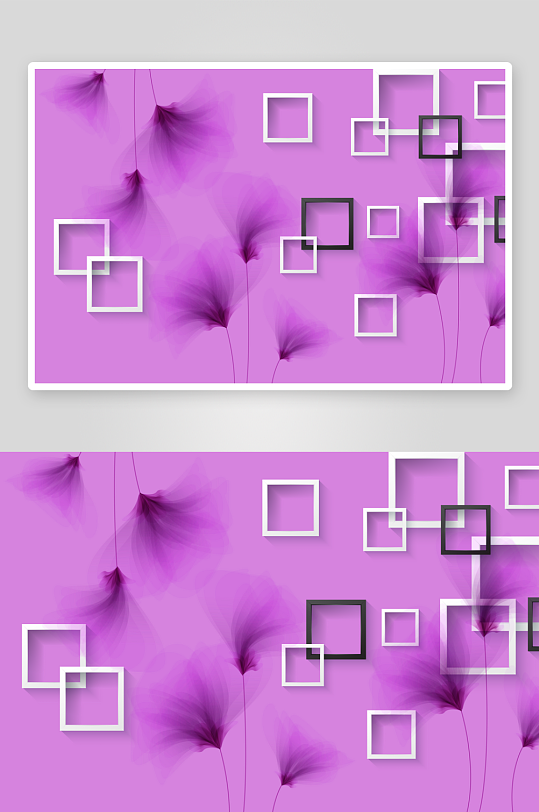 水彩花卉立体背景墙-众图网