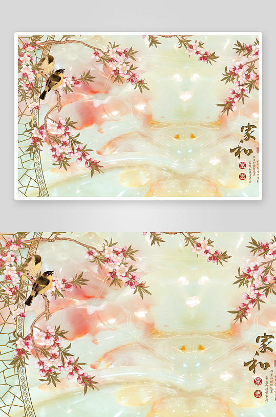 唯美花卉立体背景墙-众图网