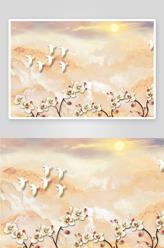 高清花卉花朵立体背景墙-众图网