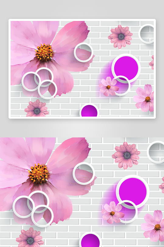 3d花卉花朵立体背景墙-众图网