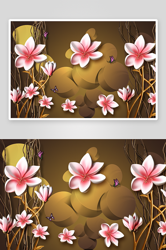 花卉花朵立体背景墙-众图网