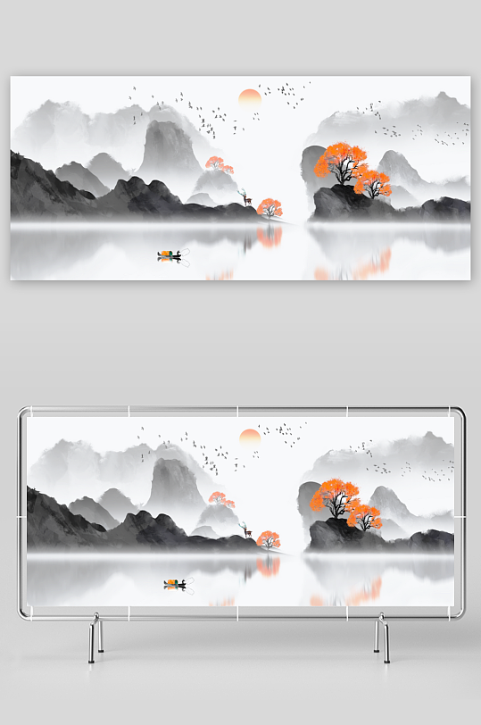 中国风山水装饰画-众图网