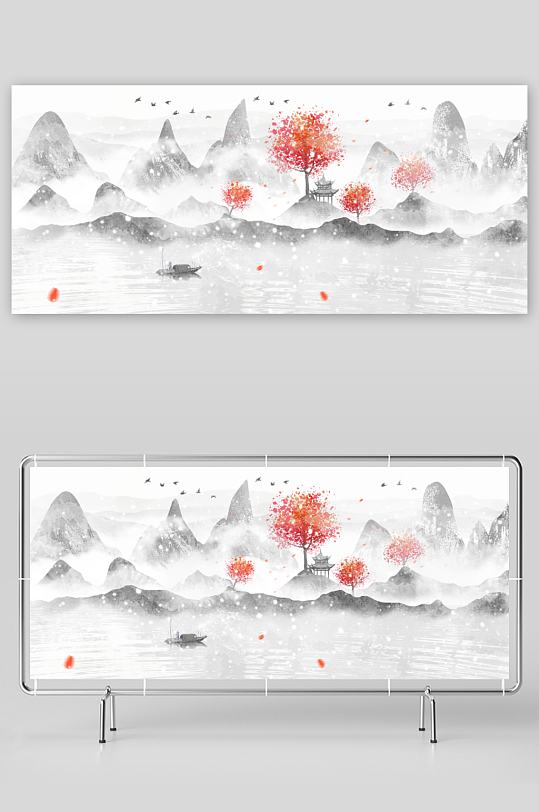 中国风山水装饰画-众图网