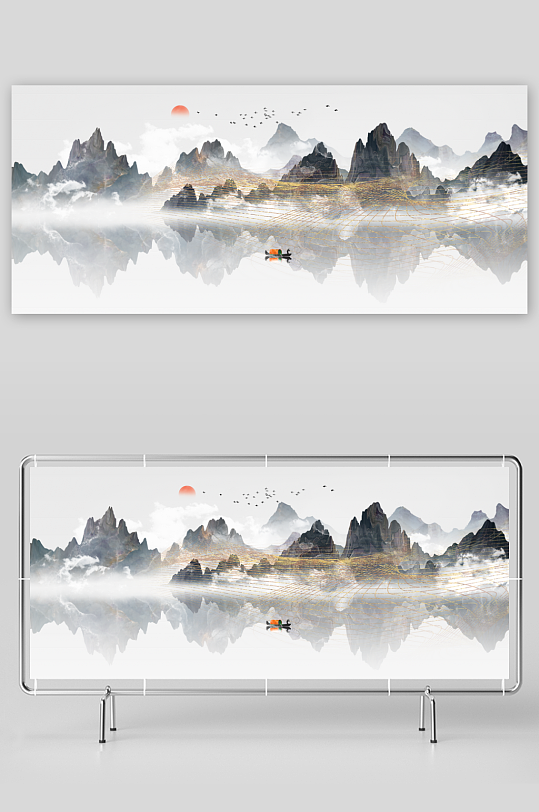 中国风山水装饰画-众图网