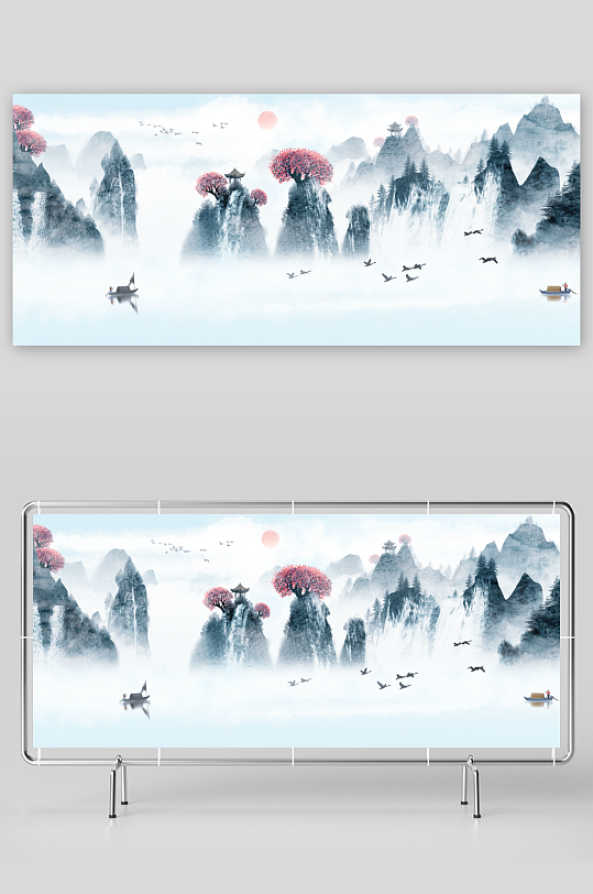 中国风山水装饰画-众图网