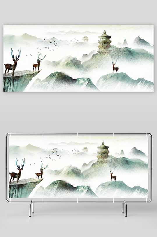 中国风山水装饰画-众图网