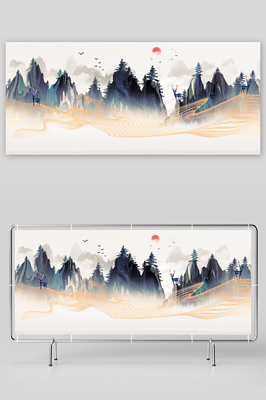 中国风山水装饰画-众图网