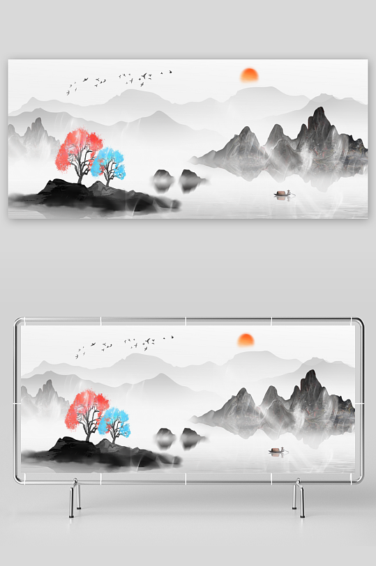 中国风山水装饰画-众图网