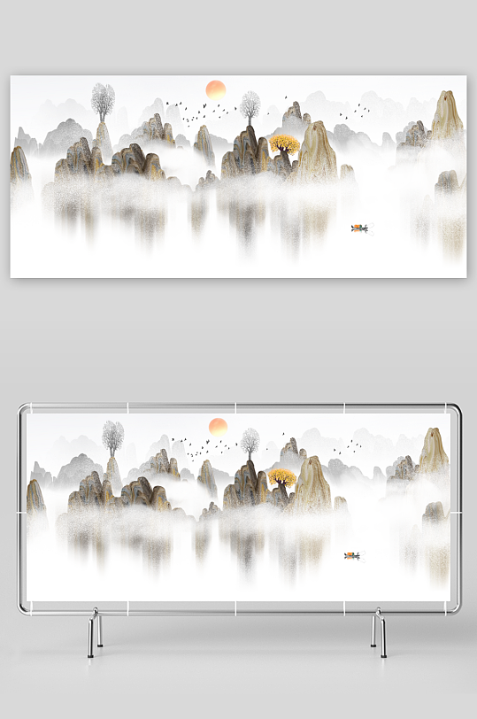 中国风山水装饰画-众图网