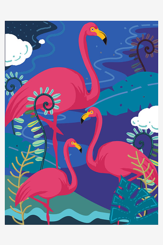 野生动物卡通插画-众图网