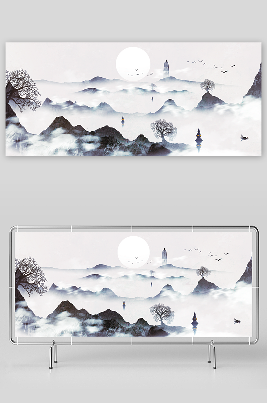 中国风山水装饰画-众图网