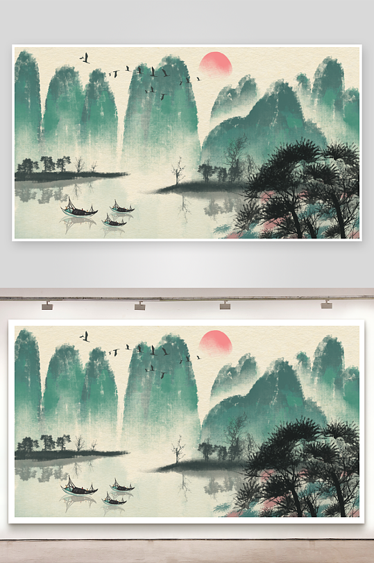 中国风山水装饰画-众图网