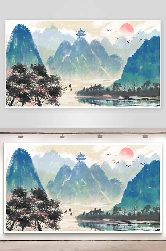 中国风山水装饰画-众图网