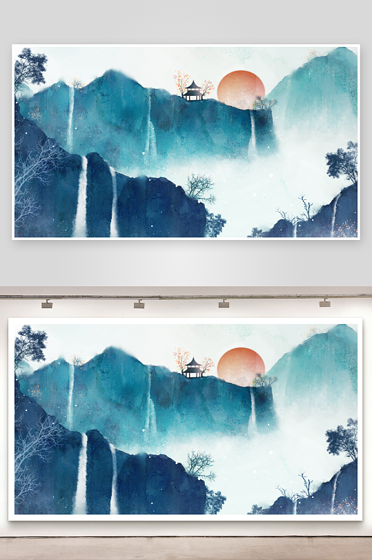 中国风山水装饰画-众图网
