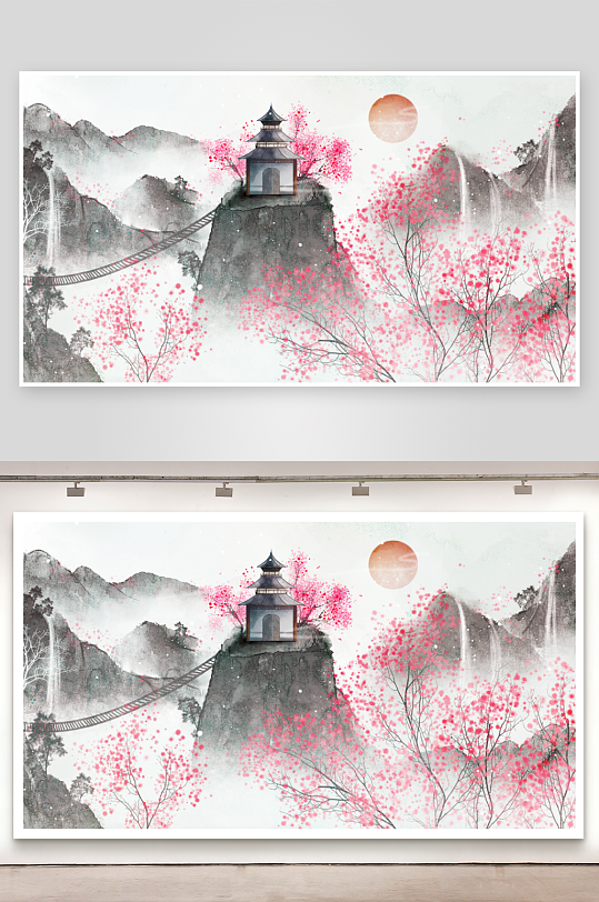 中国风山水装饰画-众图网