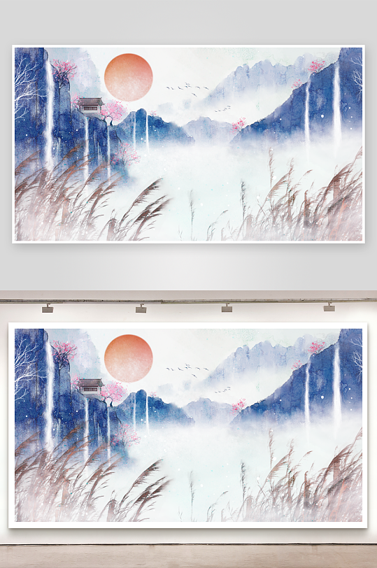 中国风山水装饰画-众图网