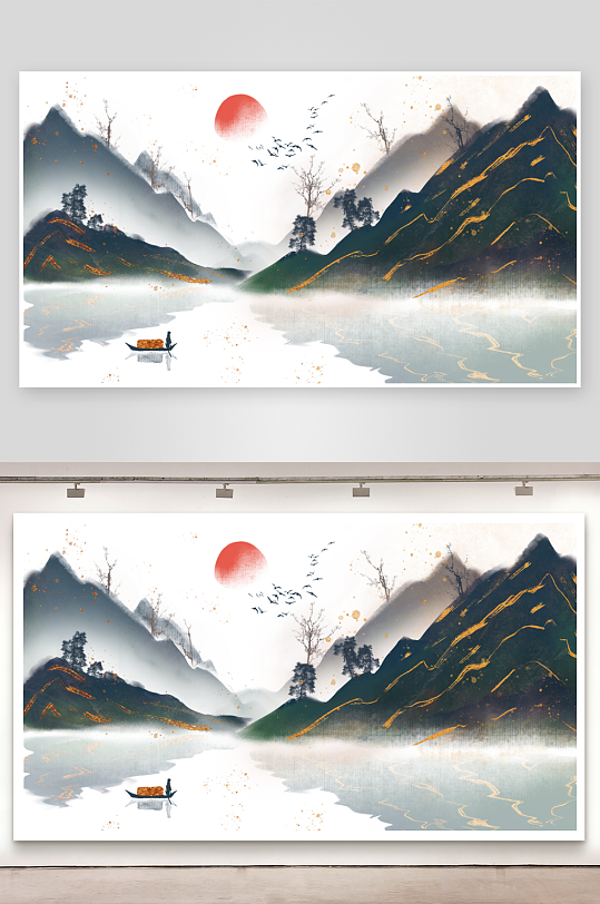 中国风山水装饰画-众图网