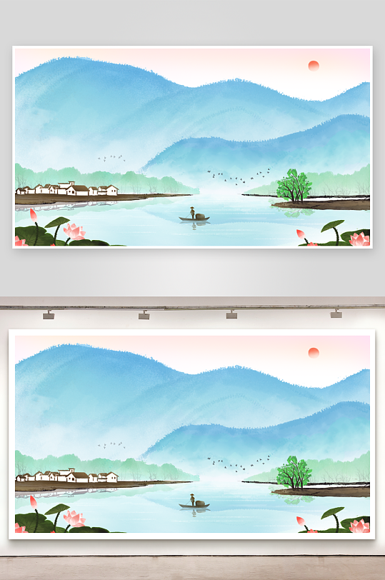 中国风山水装饰画-众图网