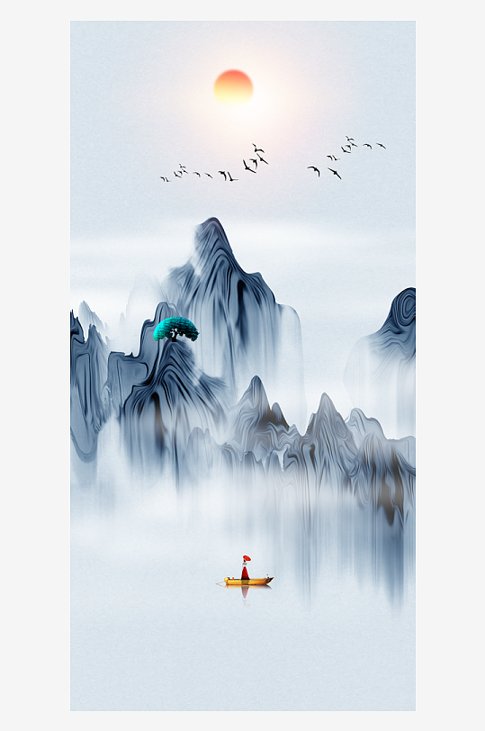 中国风山水装饰画-众图网