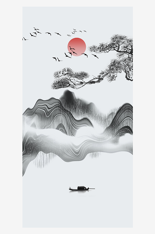 中国风山水装饰画-众图网