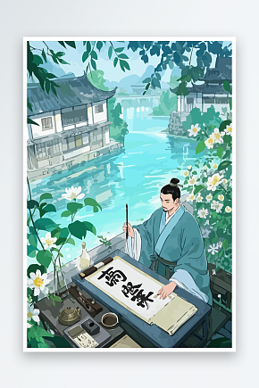 古代书生矢量插画图形素材下载-众图网