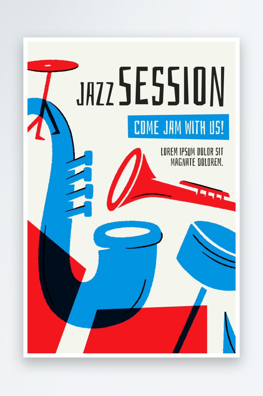 JAZZ音乐欧式复古扁平海报设计素材