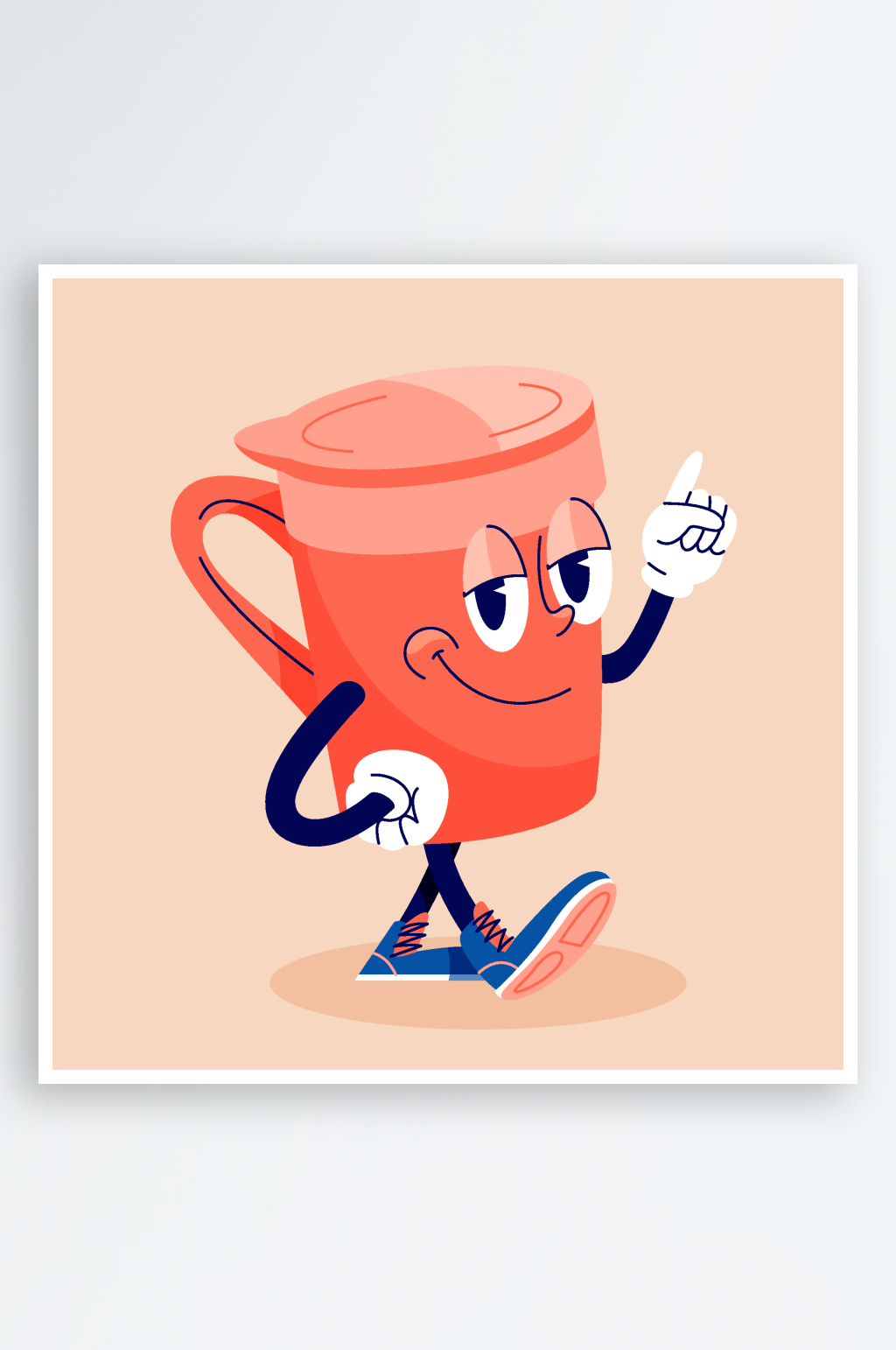 手绘卡通可爱马克杯咖啡杯矢量插画素材