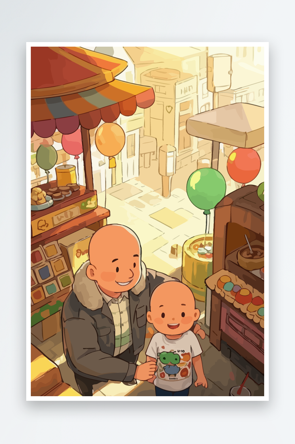卡通父子兄弟爸爸儿子矢量插画图形元素素材