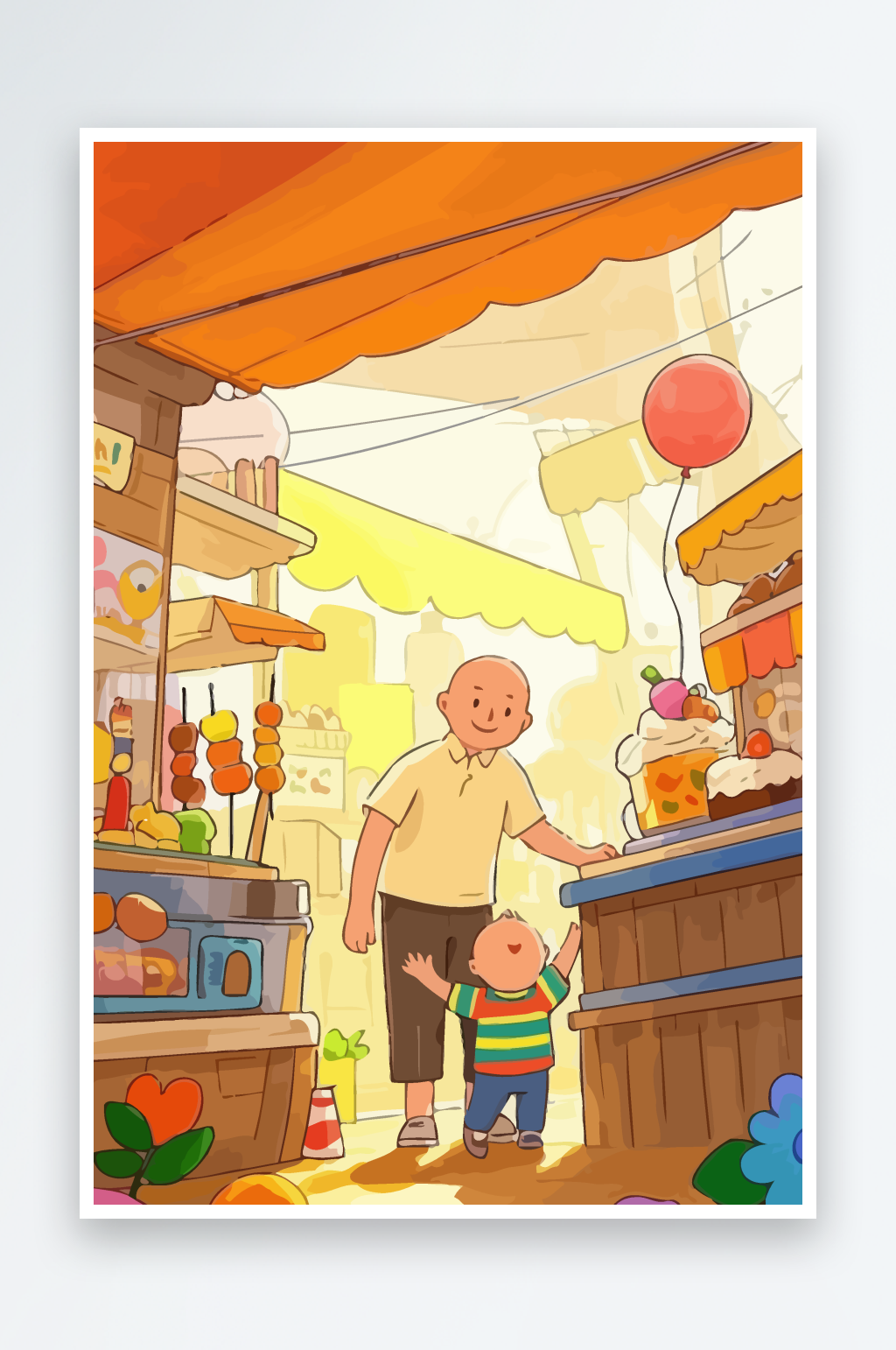 卡通父子兄弟爸爸儿子矢量插画图形元素素材