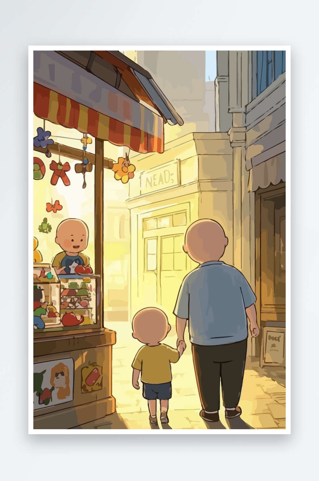 卡通父子兄弟爸爸儿子矢量插画图形元素素材