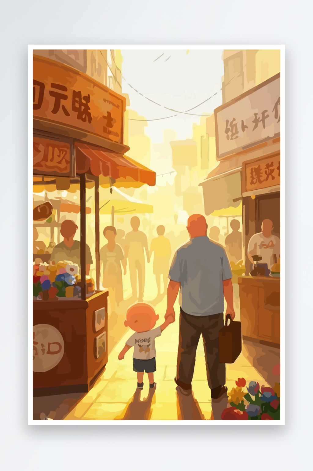 卡通父子兄弟爸爸儿子矢量插画图形素材