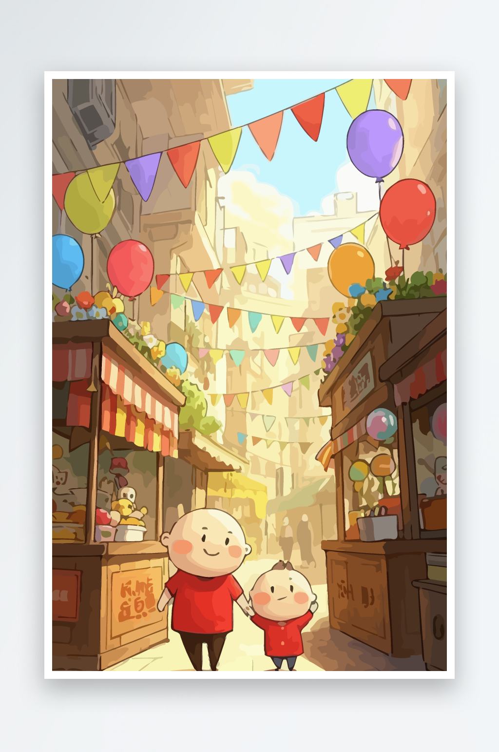 卡通父子兄弟爸爸儿子矢量插画图形素材